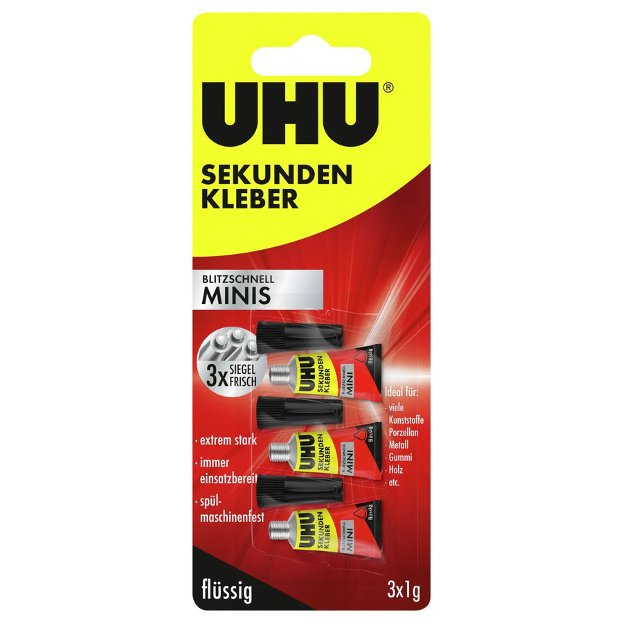 Uhu Sekundenkleber Blitzschnell Minis Flüssig, 3 x 1 g - Bild 2