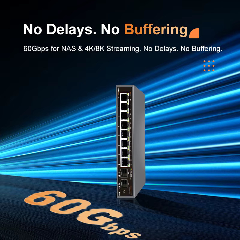 KeepLiNK 10-Port Netzwerk-Switch Unmanaged in Schwarz mit 8 x 2,5 GB Ethernet und 2 x 10 GB SFP+ für Hochgeschwindigkeitskonnektivität - Bild 2