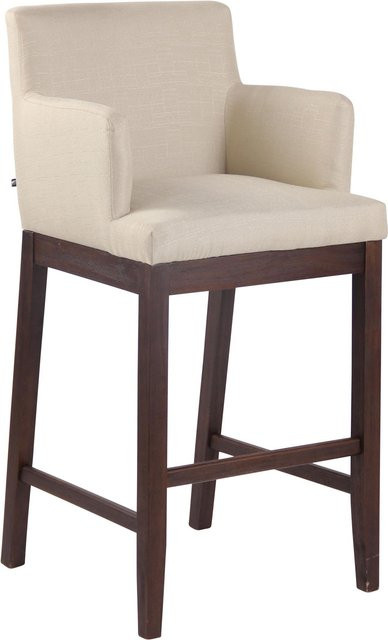 TPFLiving Barhocker Laren mit Holzgestell in Antik Dunkel und Stoffbezug in Creme, B/T/H: 56 x 57 x 110 cm - Bild 1