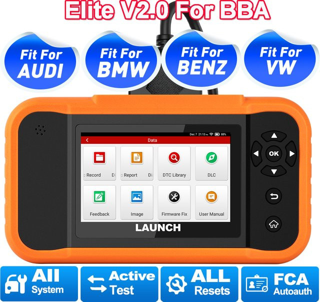LAUNCH X431 Creader Elite 2.0 BBA OBD2 Auto-Diagnosegerät in Orange mit bidirektionalem Scan-Tool, ECU-Codierung und vollständigem Reset für BMW, Mercedes-Benz, VW, Audi, Maybach, Mini und Rolls-Royce - Bild 1