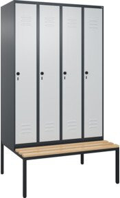 C+P Spind Classic PLUS Garderobenschrank mit Sitzbank, 4 Abteile, Anthrazit, B/T/H: 212 x 120 x 81,5 cm - Bild 1