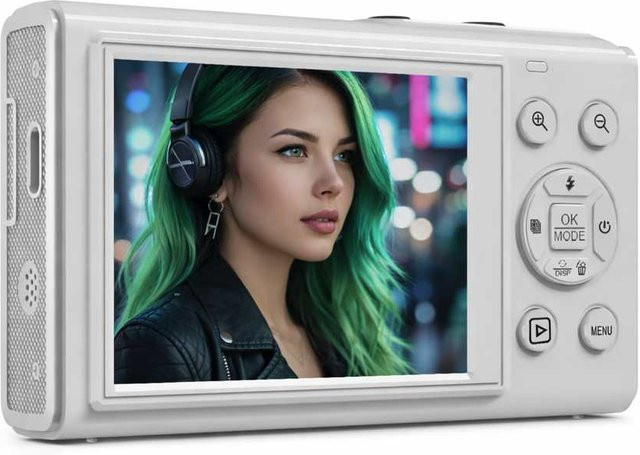 Digitalkamera 5K Ultra HD mit 80MP, 18-fach Zoom, Autofokus und Dual-Bildschirm, Kompaktkamera mit WLAN in Weiß - Bild 1