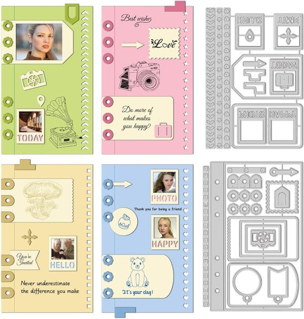 Set aus 2 Notizbüchern und Postkarten mit dekorativen Prägeschablonen und Stanzformen für dein privates Design - Bild 1