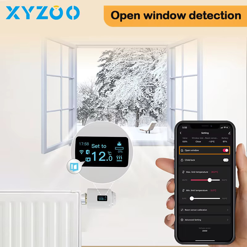 Tuya Smart WiFi Heizkörper Thermostat TRV mit App-Steuerung und Sprachsteuerung für Alexa und Google Home, Weiß - Bild 3