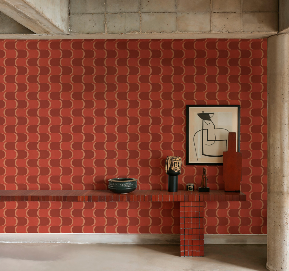 Tres Tintas Tapete Copacabana in Terracota mit geometrischem Design - Bild 1