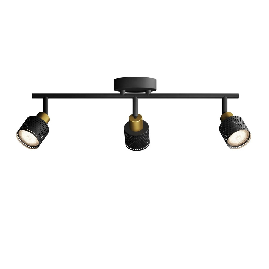 Philips Hue Niall 3-flammige LED Wandleuchte Schwarz-Gold mit GU10 Fassung und verstellbaren Spots - Bild 1