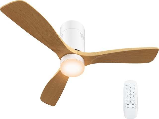 HOMCOM Deckenventilator mit LED-Beleuchtung in Weiß, Durchmesser: 117 cm, mit Fernbedienung, 3 Flügeln, umkehrbarem DC-Motor, 3 Lichtfarben, 6 Geschwindigkeiten und Timer - Bild 1
