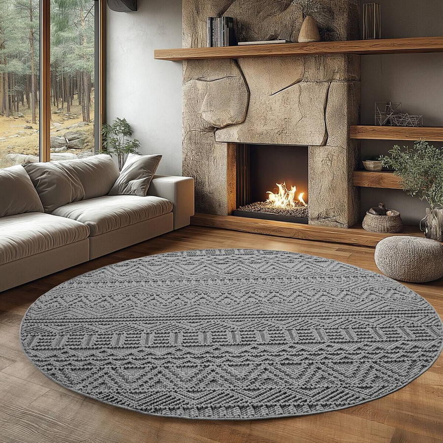 Ayyildiz Kurzflorteppich Helix Silber Rund Ø 160 cm - Bild 2