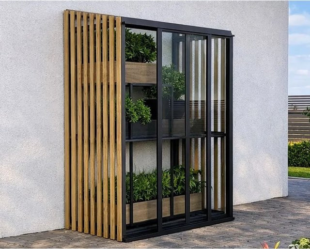 Bloomcabin Mini Gewächshaus Accoya Fusion GHMAF1 in Schwarz mit Sicherheitsglas und Aluminiumrahmen - Bild 1