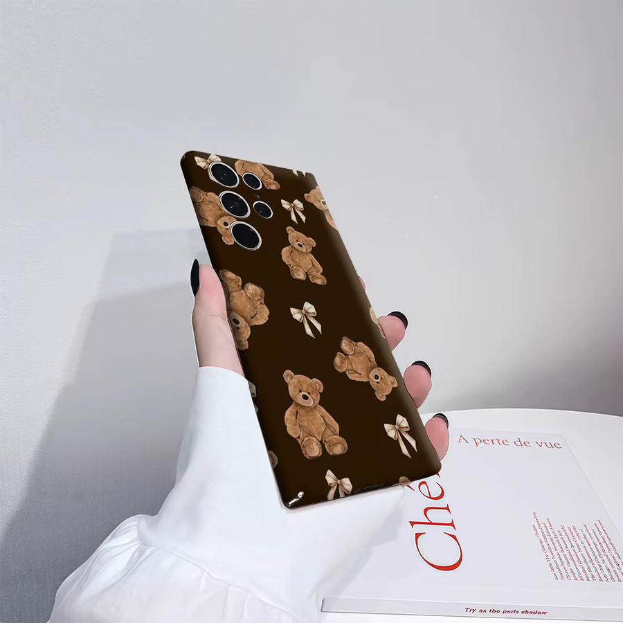 Stoßfeste Handyhülle mit Teddybär- und Schleifenmotiv für Samsung Galaxy S25 Ultra, S24 und S23 Ultra Plus in Braun - Bild 3