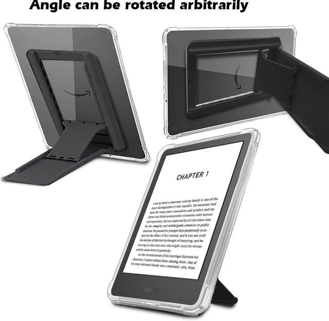 Transparente Standhülle für Kindle 11. Generation (2022/2024) aus weichem TPU mit integriertem Ständer in Grau - Bild 1