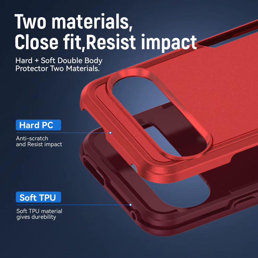 Stoßfeste Hybrid-Doppelschicht-Handyhülle Armor Matte Schutzhülle für Google Pixel 10 9 Pro XL 9A 8 Pro 7 7A 7 Pro 6 6A 6 Pro in Pink und Rot - Bild 3
