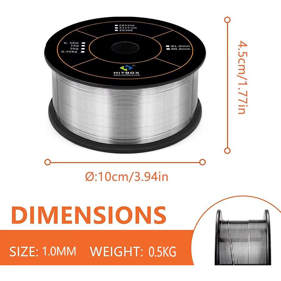 HITBOX Aluminium-Schweißdraht für gasloses MIG-Schweißen, Silber, 0,5 kg, 1,0 mm - Bild 2