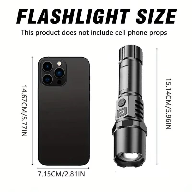 Heinast LED-Taschenlampe aus Metall, wiederaufladbar, Schwarz - Bild 5