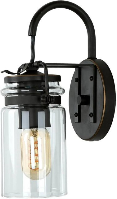 Licht-Erlebnisse Wandleuchte Industrial aus Glas und Metall in Bronze Antik, E27, Höhe: 29,2 cm - Bild 1