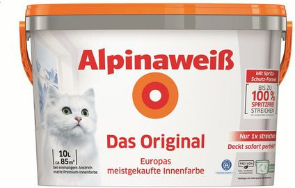 Alpina Dispersionsfarbe Alpinaweiß Das Original, Weiß, Matt, 10 l - Bild 1