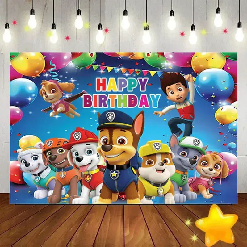 Paw Patrol Kindergeburtstag Dekoration Mehrfarbiges Hintergrundtuch für Party und Studiofotografie - Bild 1