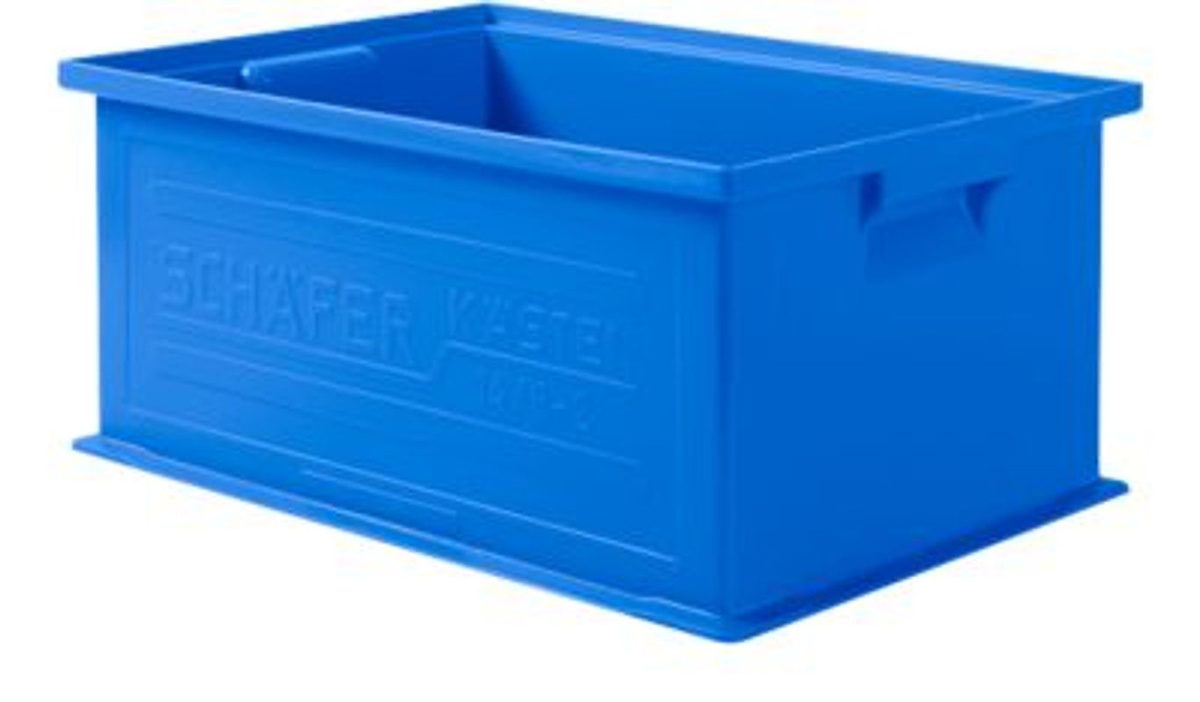 SSI Schäfer Stapelkasten Serie 14/6-2, 10 Stück, Blau, Volumen 21 l, mit Griffmulden und Etikettenhalter - Bild 2