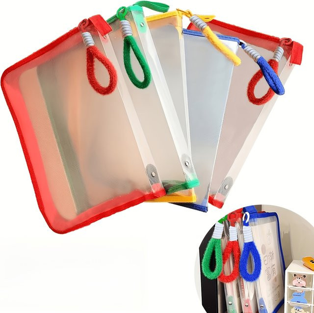 Transparente A4 Reißverschlusstasche aus PP in Rot für Dokumente und Notizbücher - Bild 1
