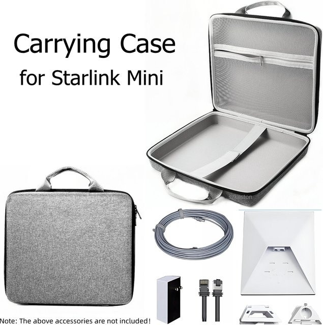 SZKOSTON Tragetasche für Starlink Mini, Stoßfeste und Wasserdichte Reisetasche mit Reißverschluss, Farbe: Grau - Bild 1
