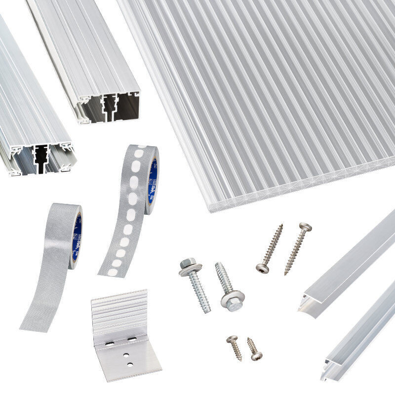 Scobalit Terrassendach-Set mit transparenten 16 mm Polycarbonat Stegplatten und Aluminium Verlegeprofilen - Bild 1