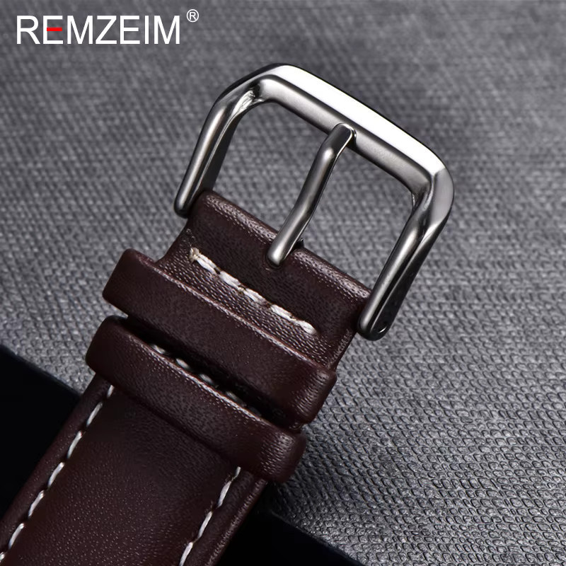 REMZEIM Uhrenarmband Kalbsleder, Schwarz, Unisex - Bild 2