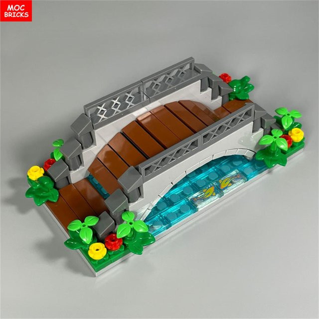 Yiran toy MOC Bausteine Brücke Fluss Wasser See Hain Dschungel Bach Szene Bauernhof Aussicht Dorf Stadt Konstruktionssteine ab 6–12 Jahren - Bild 1