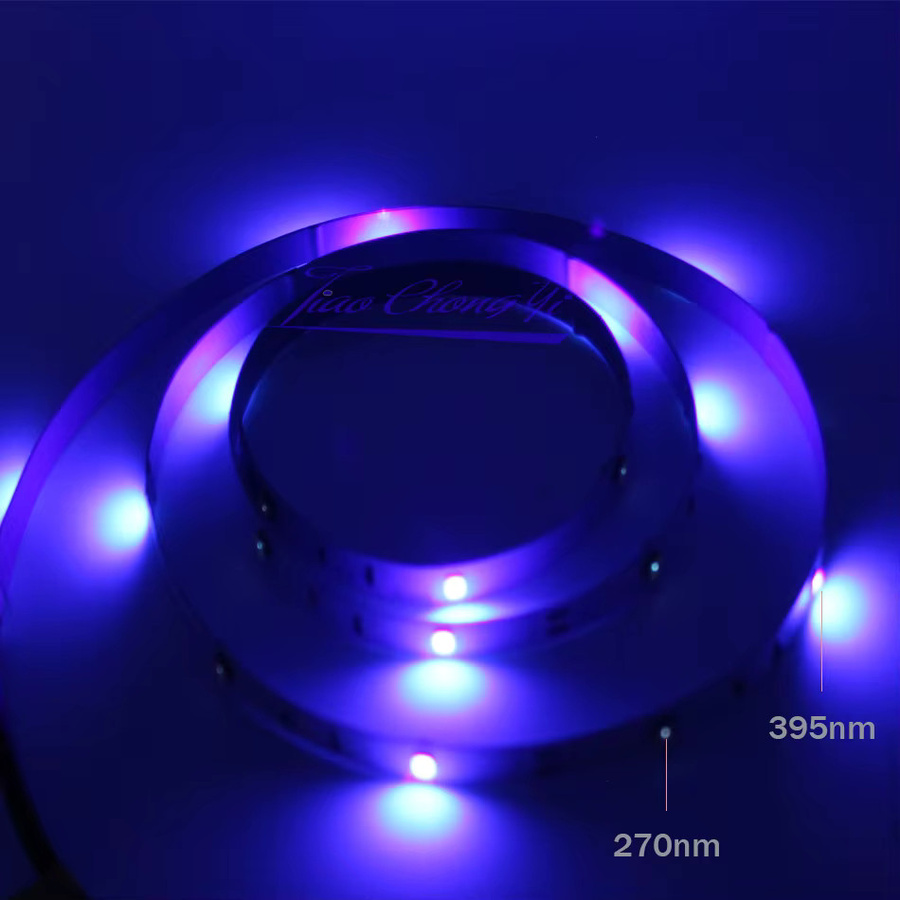 TiaoChongYi DC12V LED Ultraviolett-Keimtötungslampenstreifen mit UVC 270nm und UV 395nm Lichtband in Weiß - Bild 4