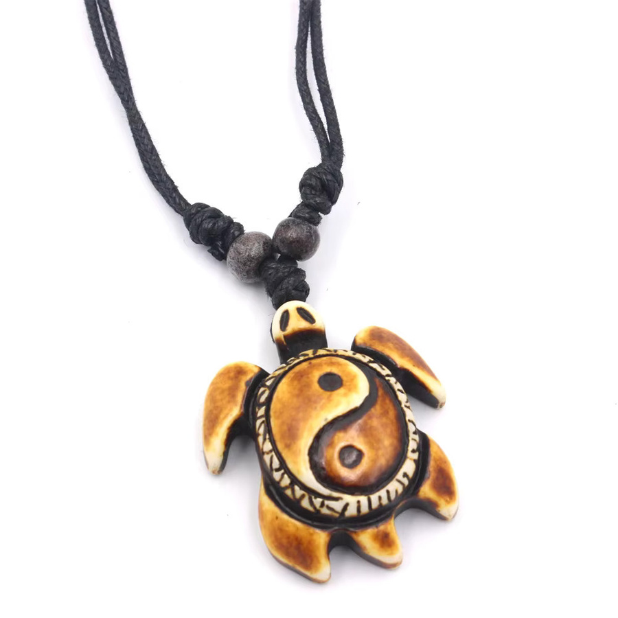 weyena Anhänger Halskette, Yin Yang Schildkröte, Yak Knochen, Unisex - Bild 3