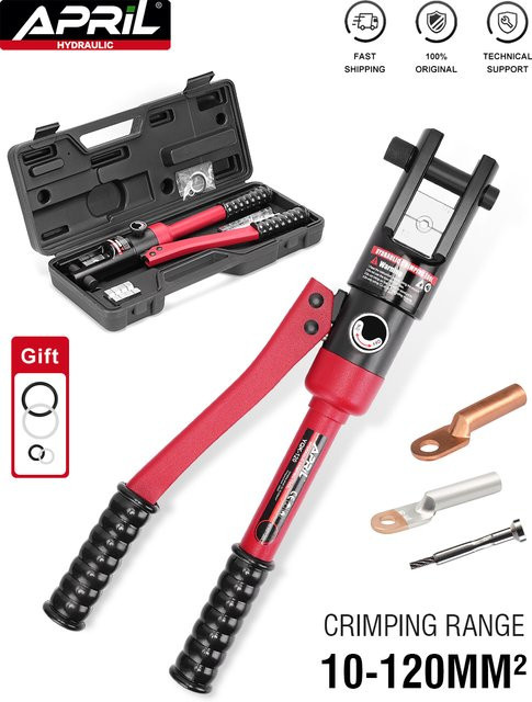 APRIL Hydraulisches Crimpwerkzeug YQK-120 in Rot für Kupfer- und Aluminium-Klemmen mit einem Crimpbereich von 10-120mm² - Bild 1