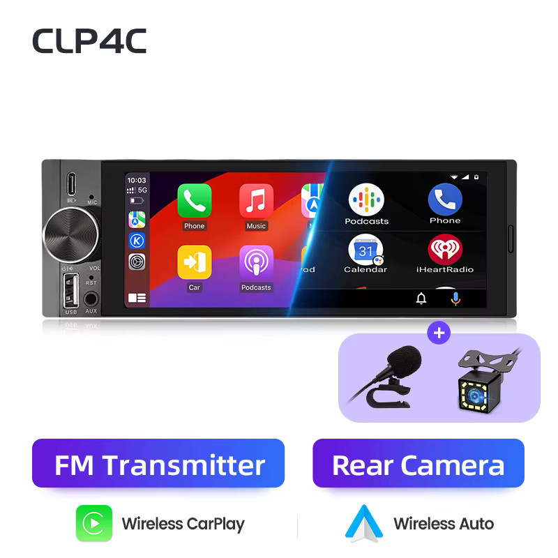 Junsun Universal MP5 Autoradio mit 6,86 Zoll Touchscreen, Wireless CarPlay, Android Auto, Bluetooth, WiFi und USB-C Ladefunktion, Schwarz - Bild 4