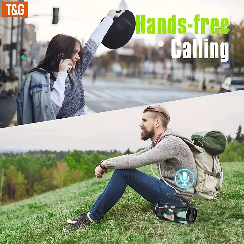 T&G TG116C Tragbarer Kabelloser Bluetooth Lautsprecher mit 5.3 Surround Sound, USB, TF und FM-Radio in Blau - Bild 6
