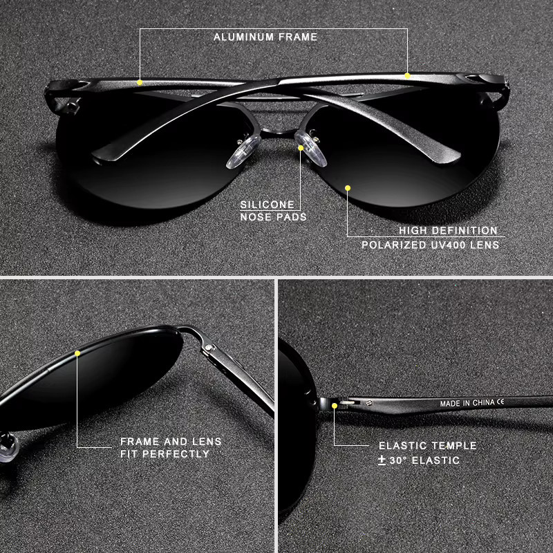 KINGSEVEN Sonnenbrille Aviator, randlos, Metall, polarisiert, Unisex, grau - Bild 3