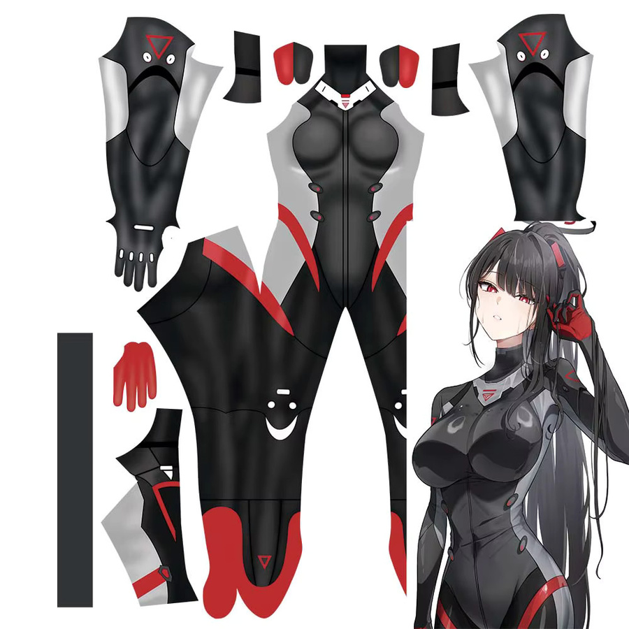 Hot Toys Blue Archive Moon Cosplay Kostüm, Zentai Anzug Bodysuit, Blau, Schwarz - Bild 2