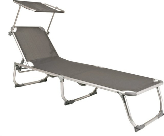 Garden Pleasure Sonnenliege Kiso mit Sonnendach aus Textilene in Silber-Grau, B/T/H: 188 x 61 x 30 cm