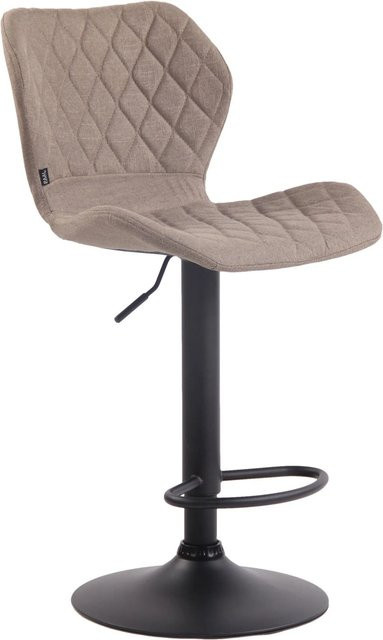 CLP Barhocker Cork moderner Barstuhl aus Stoff in Taupe/Schwarz mit 360 Grad Drehsitz und Metallgestell - Bild 1