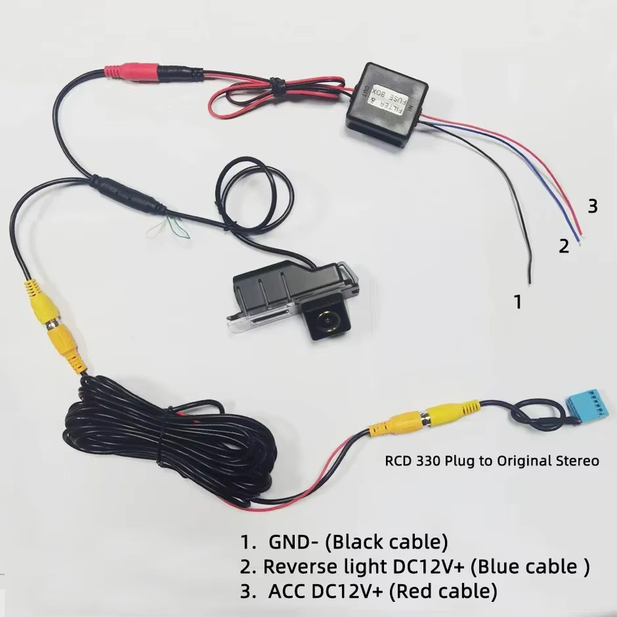 RCA Conversion Adapter Power Helfer für VW BMW BENZ Audi als 12V Rückfahrkamera Gleichrichter und Power Filter - Bild 3