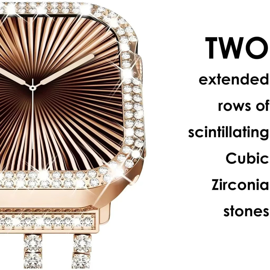 Schutzhülle für Apple Watch Serie 10, Silikon, Roségold, Diamant, Kristall, Unisex - Bild 4