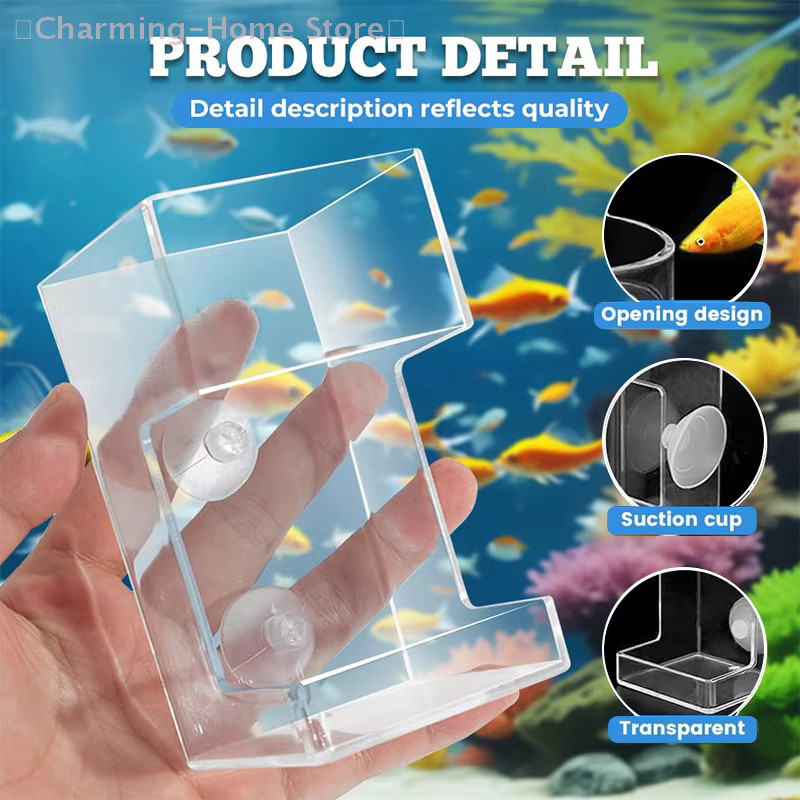 Hoeaden Futterspender für Aquarienfische aus Acryl mit Schalenablage und Saugnapf, transparent, Breite: 10,0 cm, Tiefe: 6,0 cm - Bild 4