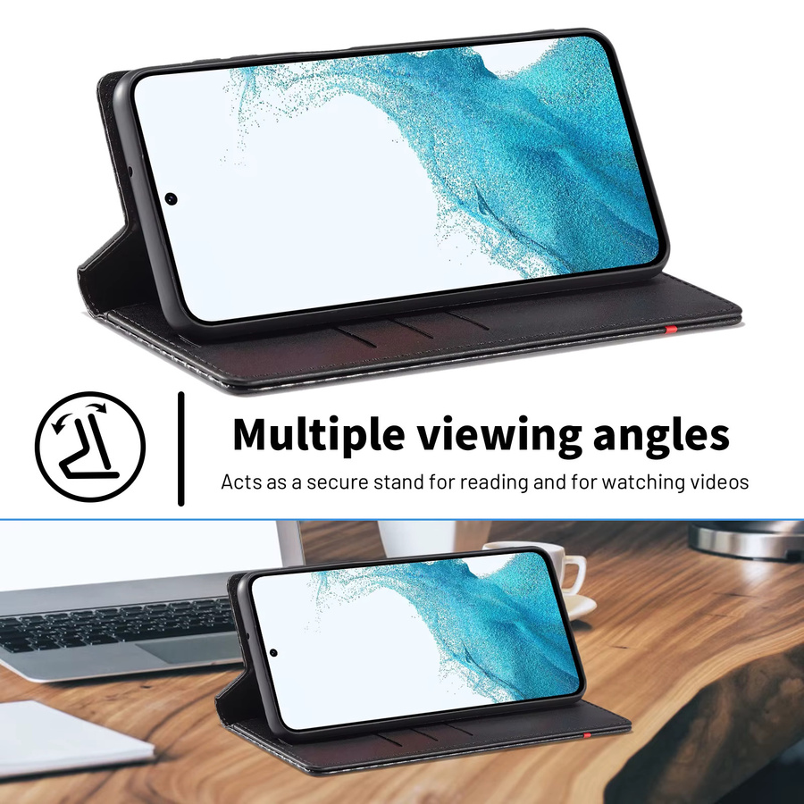 Kohlefaser-Lederhülle als Brieftasche für Samsung Galaxy A-Serie in Schwarz - Bild 3