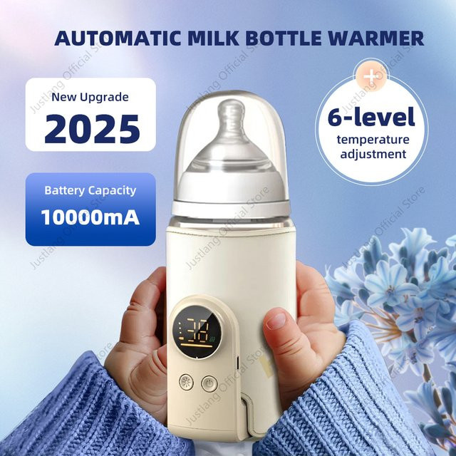 JUSTLANG Babyflaschenwärmer in Weiß mit 10000 mAh Akku, 5 Wärmestufen und präziser Temperaturregelung zur Aufwärmfunktion von Muttermilch - Bild 1