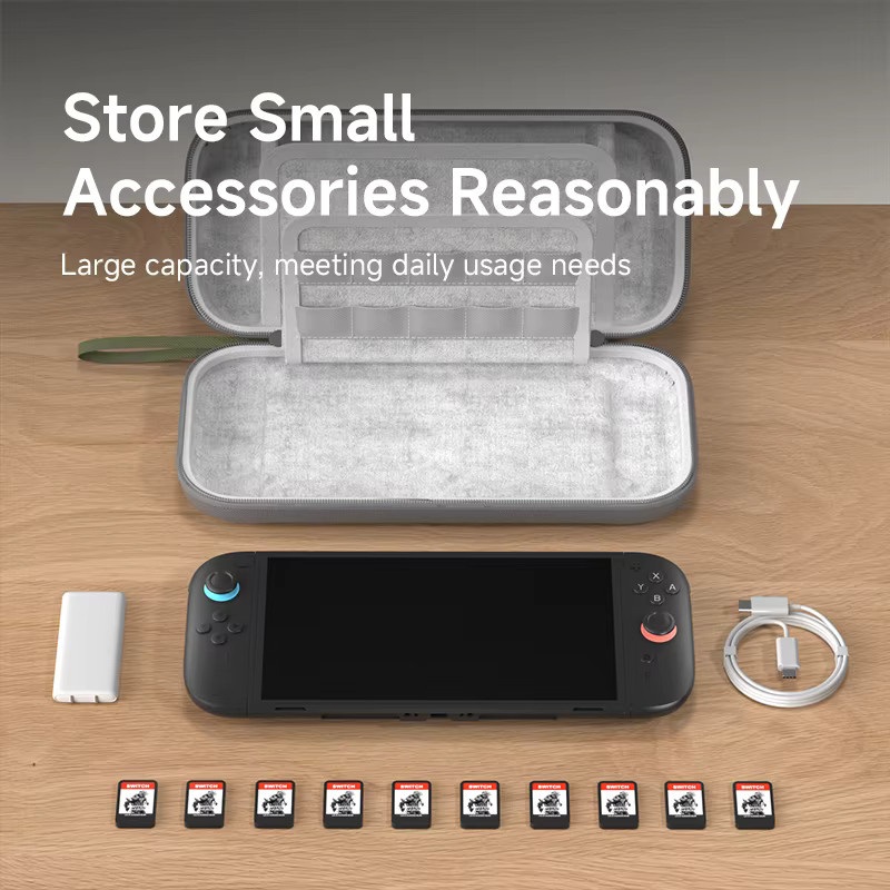 Hagibis Tragetasche für Switch 2 Hartschalen-Reisetasche in Grau mit Platz für 10 Spielkassetten - Bild 2