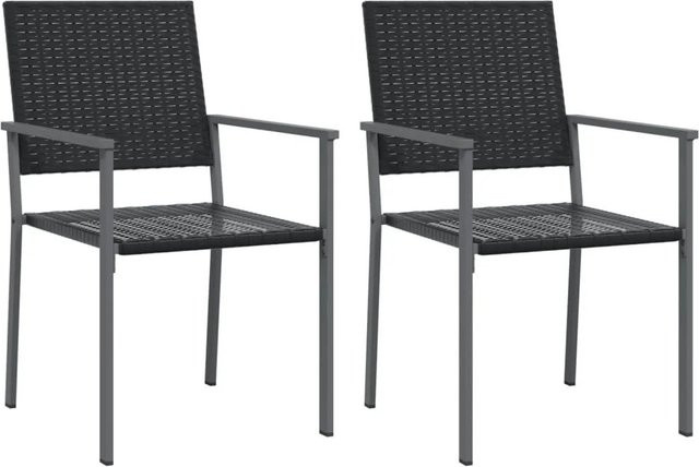 Furnicato Gartenstühle Set aus 2 Stück in Schwarz aus PE-Rattan mit Armlehnen, B/T/H: 54 x 62,5 x 89 cm - Bild 1