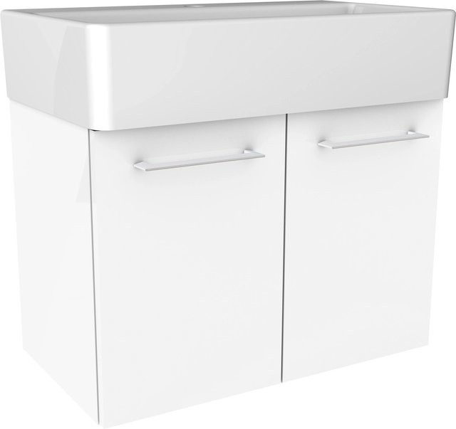 Fackelmann Waschbeckenunterschrank Lima Weiß mit Soft-Close-Türen, Breite: 59 cm - Bild 1