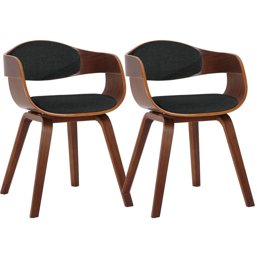 2er Set DELUKE LONDON Konferenzstühle aus Stoff mit Holzgestell in Walnuss und Schwarz, H: 73 cm, B: 49 cm, T: 46 cm - Bild 2