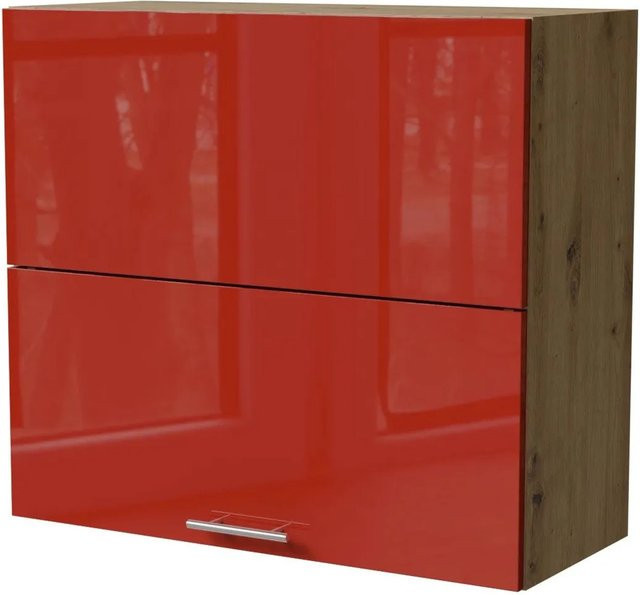 Feldmann-Wohnen Klapphängeschrank Brerra W8B/80-AV in Eiche Artisan und RAL 3002 Karminrot Hochglanz, B/T/H: 80 x 32,5 x 72 cm - Bild 1