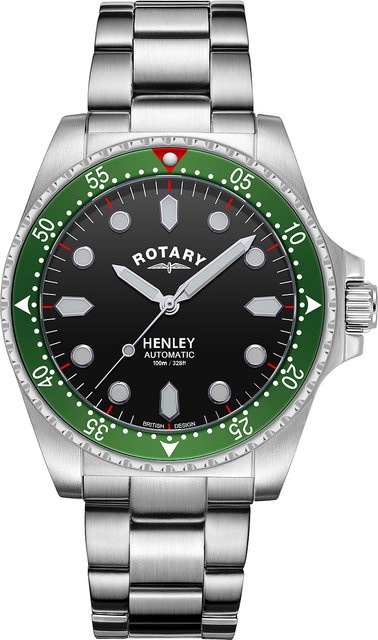 Rotary Automatik Herrenuhr, Edelstahl, Schwarz, 42 mm, 10 ATM - Bild 1