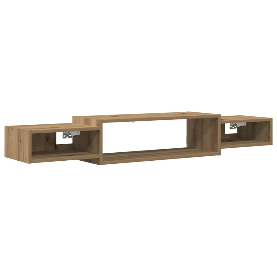 vidaXL Wandmontierter TV-Schrank Artisan-Eiche in Braun, Modernes TV-Board mit Medienfächern, B/T/H: 140 x 30 x 28 cm - Bild 2
