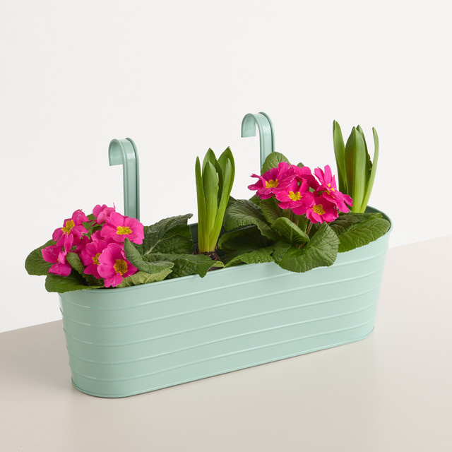 Blume2000 Metall Balkonkasten Grün Rechteckig B/T/H: 42,0 x 25,0 x 14,5 cm - Bild 1