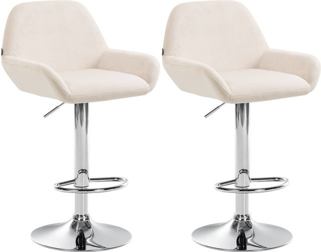 CLP 2er Set Barhocker Braga in Beige mit Samtbezug und Metallgestell, höhenverstellbar und drehbar - Bild 1
